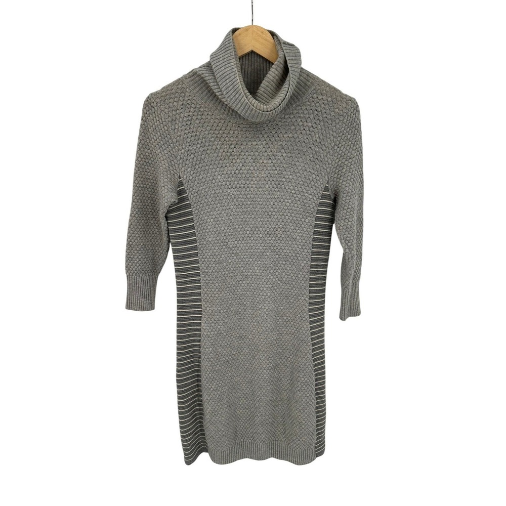 Athleta Gray Merino Wool Cowl Neck Sweater Dress Womens M Luxury Minimalist Cozy